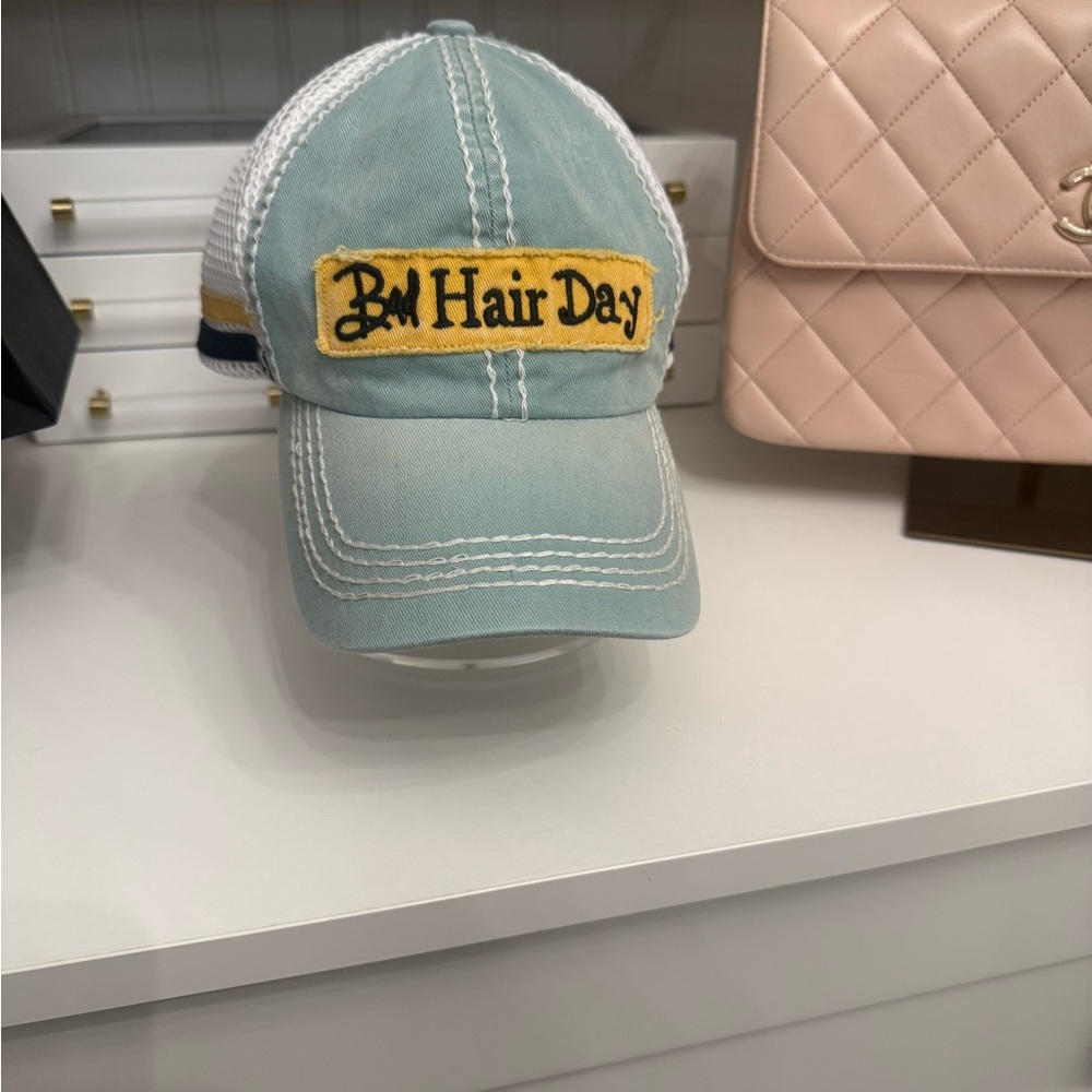 Bad Hair day hat - from The Buckle ~Blue and White Bad Hair Day cap